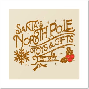 Santa's North Pole Toys and Gifts Est.1873 white ver Posters and Art